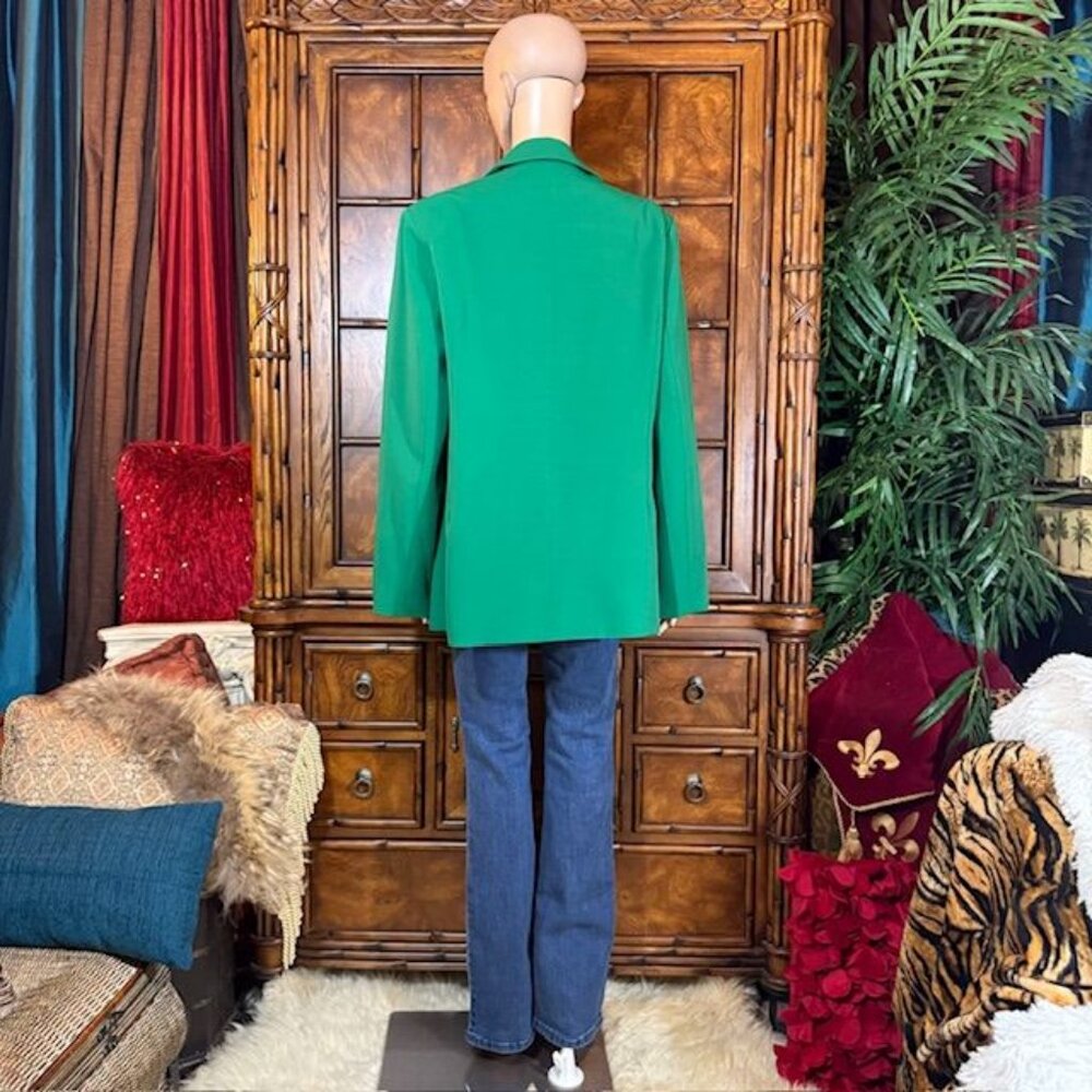 NWOT Kelly Green Leopard Lined Classic Blazer - Picture 5 of 12